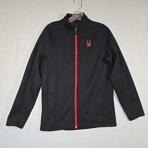 Spyder Sweater Jacket Fleece Lined Youth Boys Size XL 18 Black